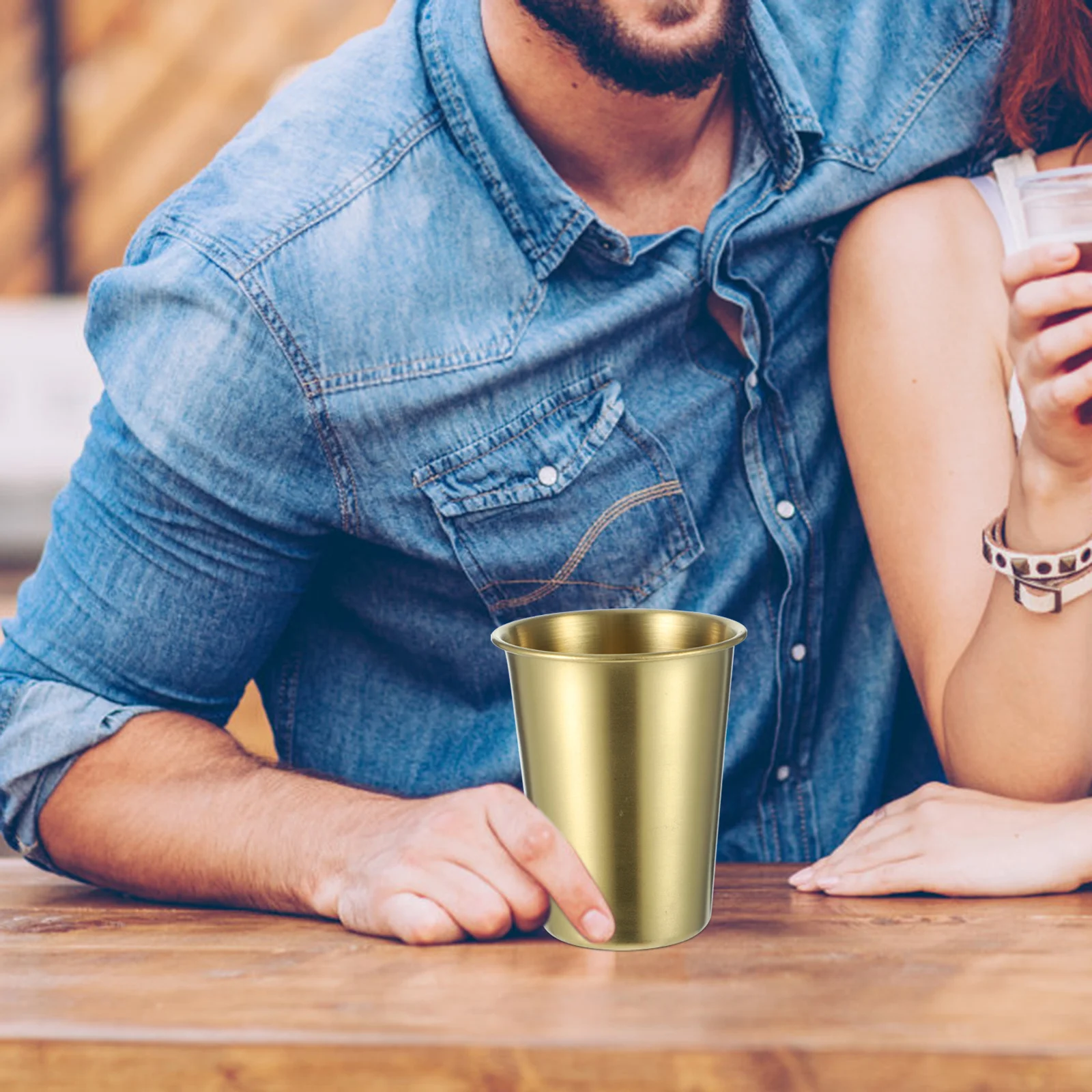 6 قطع الذهب الفولاذ المقاوم للصدأ كوب مجموعة معدنية المياه البيرة عصير فناجين القهوة للمنزل حزب الفولاذ المقاوم للصدأ شرب أكواب البيرة المطبخ #6