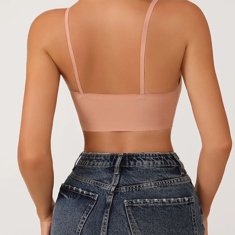 Sutiãs macios de verão para mulheres sem costura sem fio push up acolchoado básico colheita top senhoras bralette