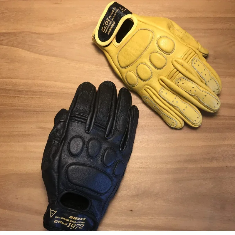 

Motorcycle Gloves Men's Retro Motorcycle Rider Anti-slip Durable Touch Screen Fitness Leather Cowhide Gloves