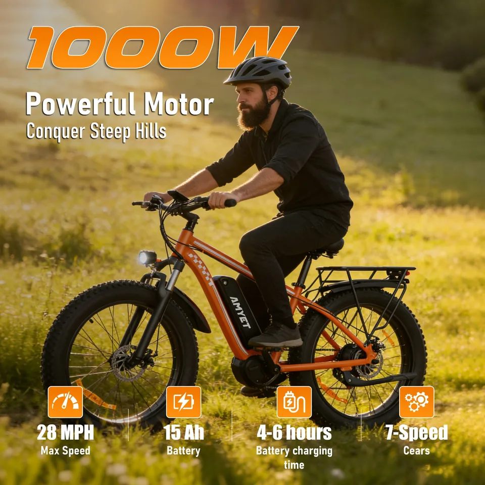 Electric Bike 1500W 48V 15AH 26" Fat Tire Mountain Ebike Free Shipping New image 2