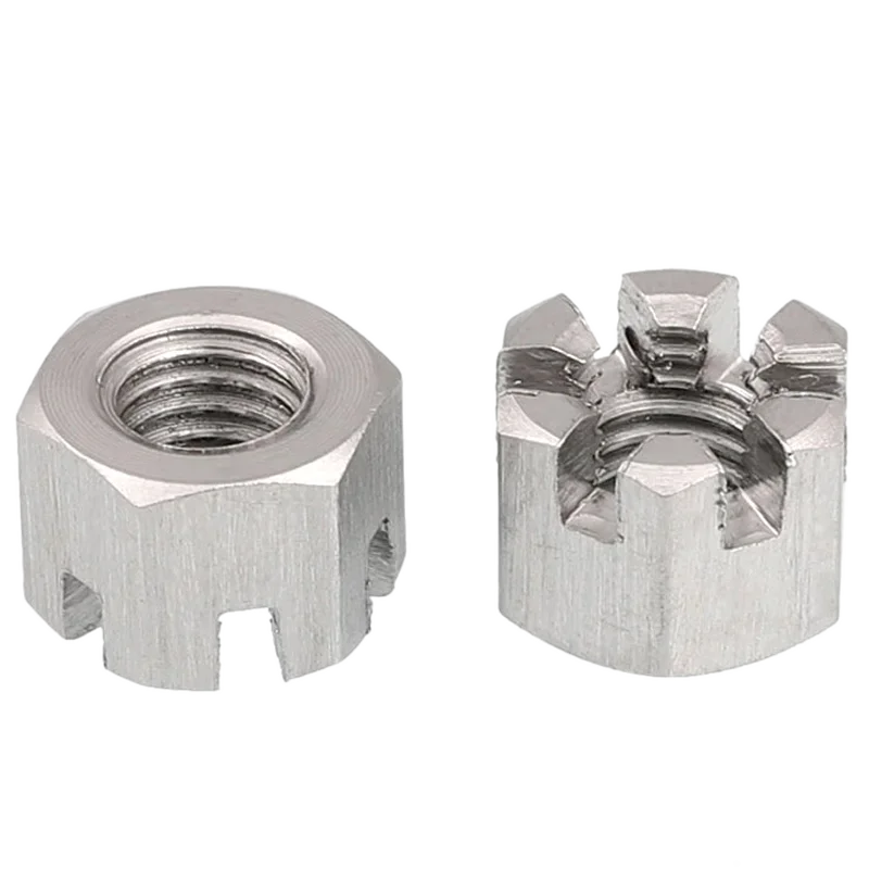 5/2pcs Connecting Rod Wheel Axle Hub Slotted Castle Nut Groove Hexagon Nut A2 304 Stainless Steel GB6181 M6 M8 M10 M12 M14 M16