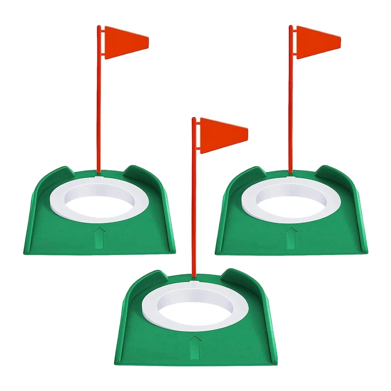 

3 Pcs Golf Putting Cup Golf Hole Training Aids Golf Parts Golf Training Putters With Plastic Flag Green + Red