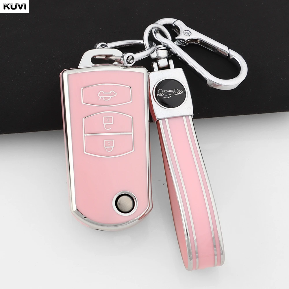 Funda protectora de TPU para llave de coche con 3 botones, para Mazda 2 3 5 6 CX7 CX9 RX8 MX5 MPV Demio, accesorios para llavero