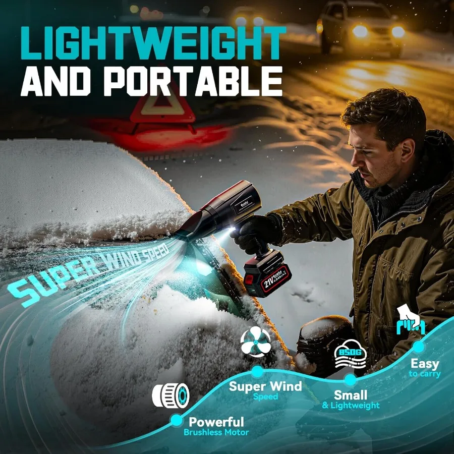 Soffiatore portatile senza fili con motore brushless da 800000 giri/min per una efficiente cura del prato, la pulizia del patio e la rimozione dei detriti include