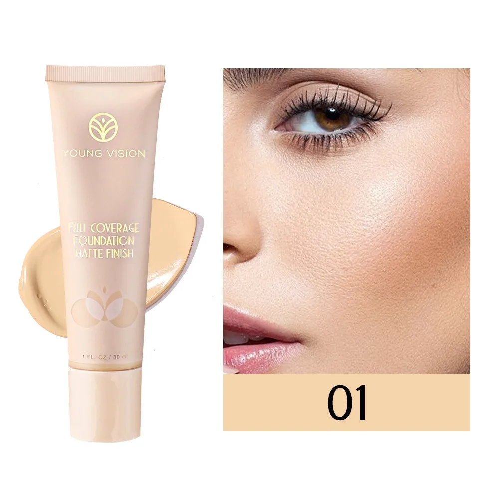 Uniform Skin Tone Matte Liquid Foundation Long-lasting Brighten Whiten the Skin Full Coverage Primer Cream Face Base Makeup