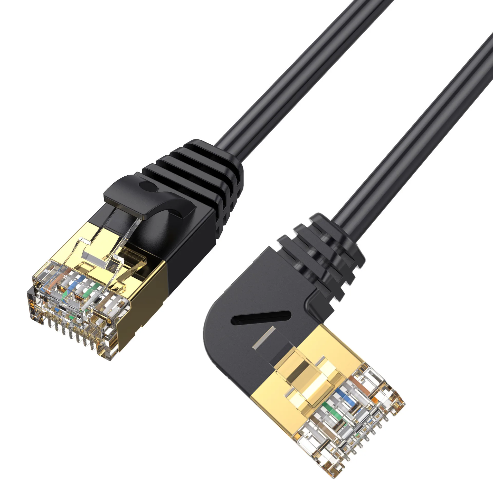 Ultra cienki kabel sieciowy Cat8 kabel Ethernet RJ45 pod kątem prostym UTP kabel połączeniowy 90 stopni Cat6a Lan kable do TV, pudełko routera