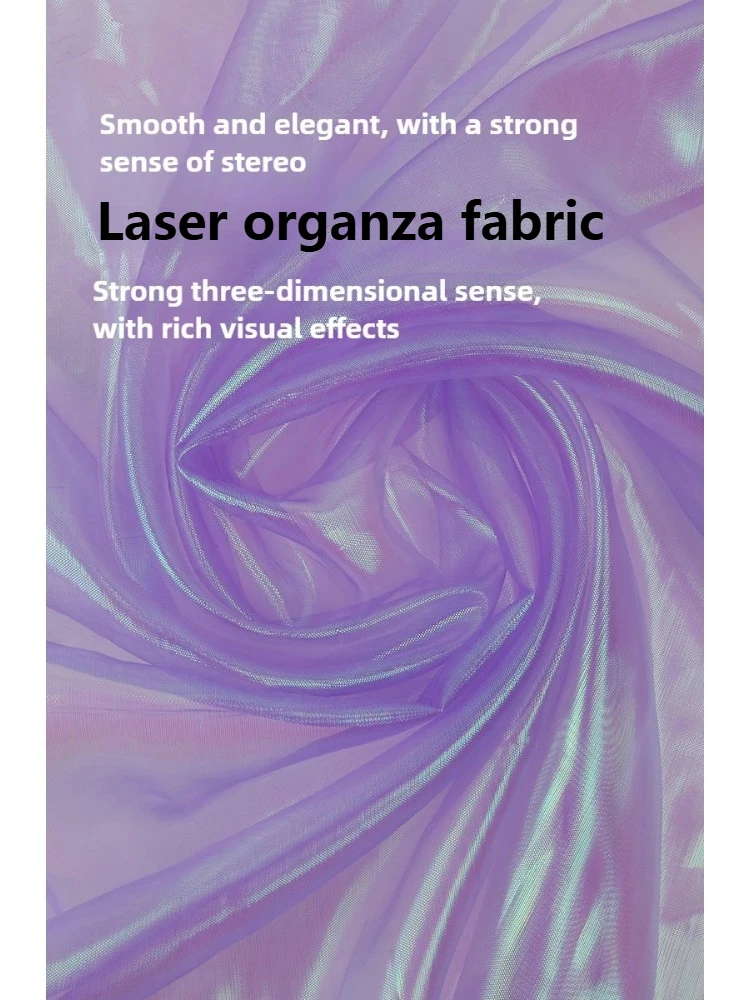 

Ткань из органзы, прозрачная лазерная по метрам для одежды, украшение сцены Hanfu, шитье своими руками, перламутровая ткань, красочный белый цвет