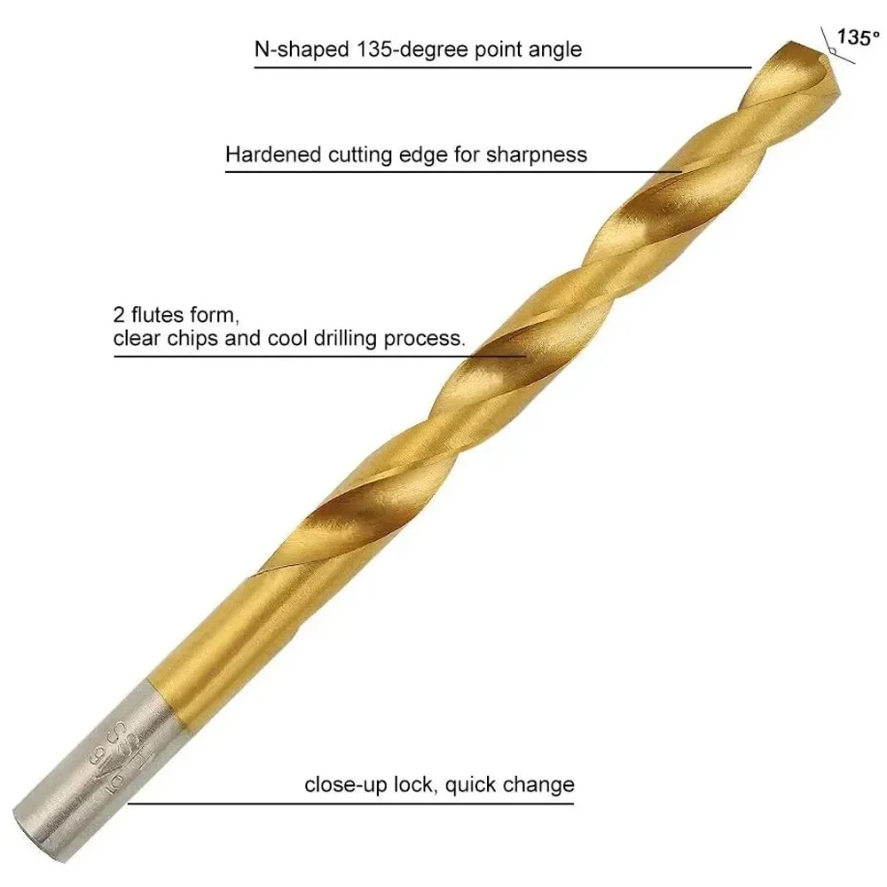Bor Putar baja kecepatan tinggi, 99 buah/set 1.5 mm-10 mm, aksesori alat listrik bor putar berlapis Titanium untuk pekerjaan logam