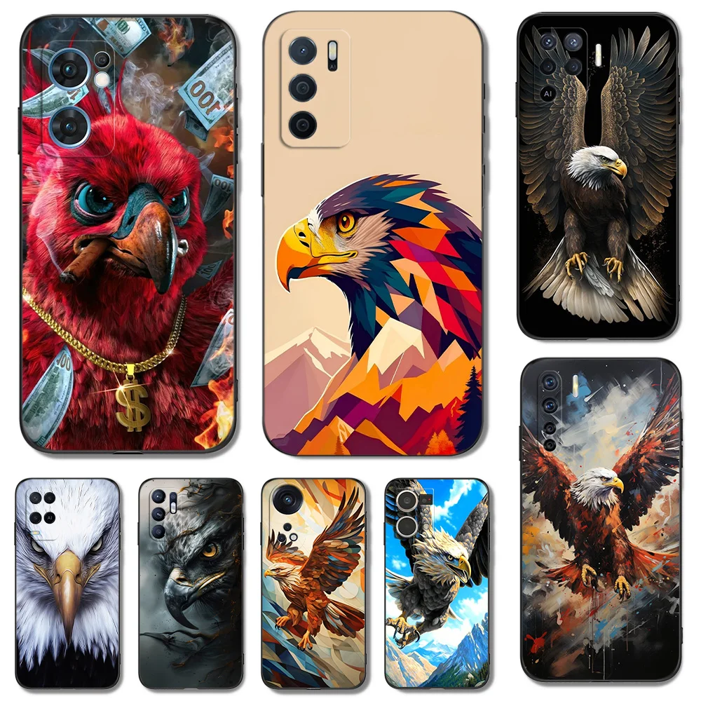 Black Tpu Case For OPPO A16 A16S A55 A94 F17 F19 Pro Reno 4 5 Lite 6 4G 5G Soaring Eagle