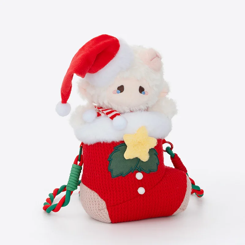ZEIO 플러시 양 인형 크리스마스 양말 크로스바디 백 부드럽고 푹신한 축제용 숄더백 여자친구를 위한 크리스마스 선물