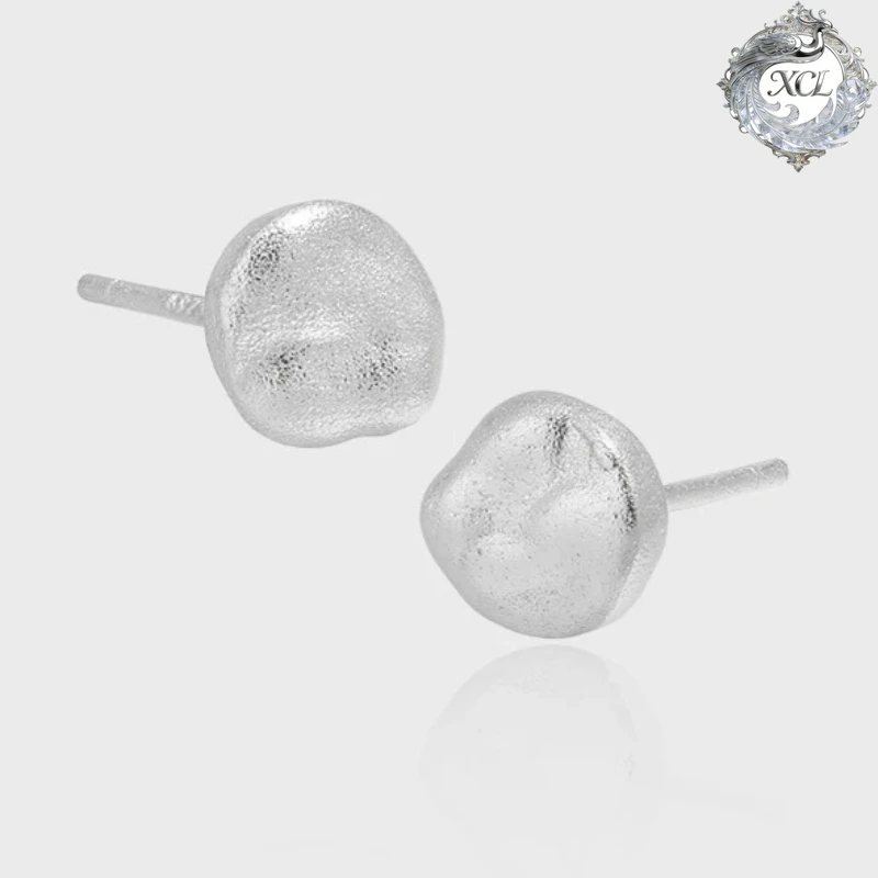 

XCL S925 Sterling Silver Round Stud Earrings Classic Geometric Minimalist Chunky Design Fashion Jewelry for Women Party Wedding