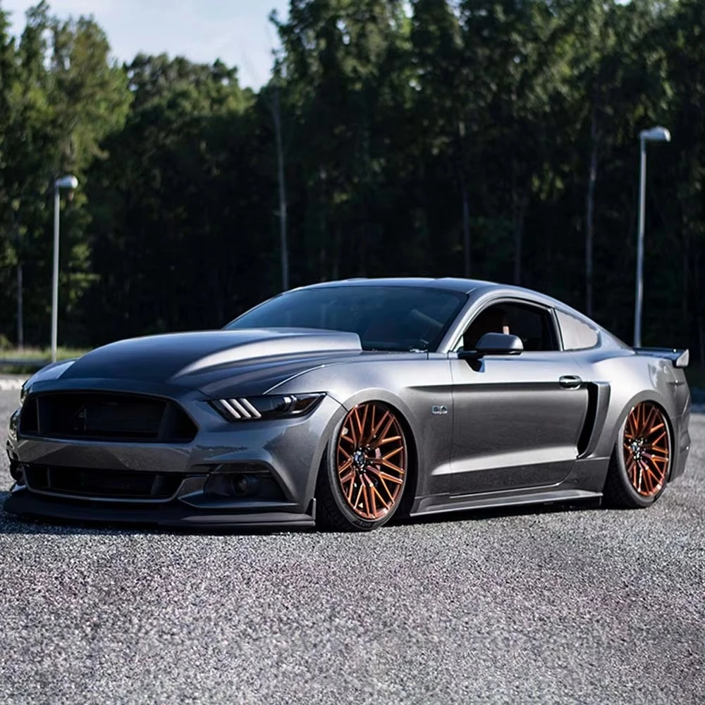 Mechanical Supercharger Style Fiberglass Bonnet for Mustang S550 Black Primer New 2015-2017 with Bolts Bolt-On