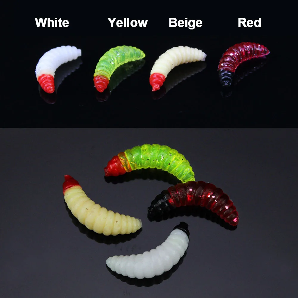 2cm Soft Artificial Fishing Lures Maggot Grub Bait Worms Maggots