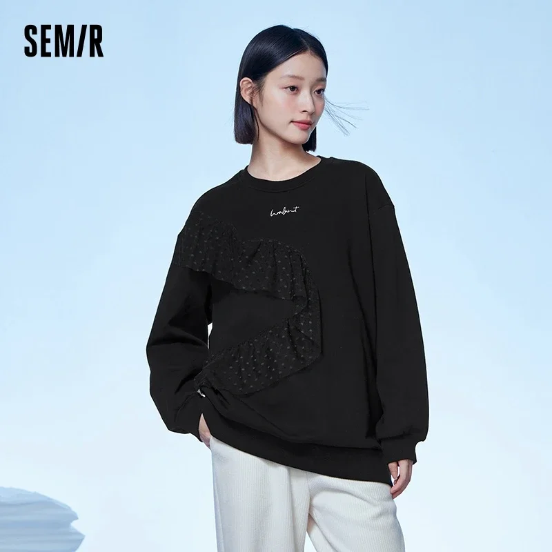 

Semir Sweatshirt Women Mid-Length Design Love Heat Storage Antibacterial 2023 New Winter Loose Fleece Sweatshirt