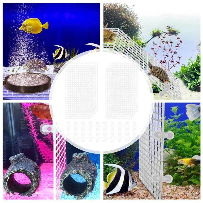 10PCS Aquarium Divider Fish Tank Divider Filter Grids Separation Grid Tray Isolation Board Grid With 20 PCS Sucker Clips