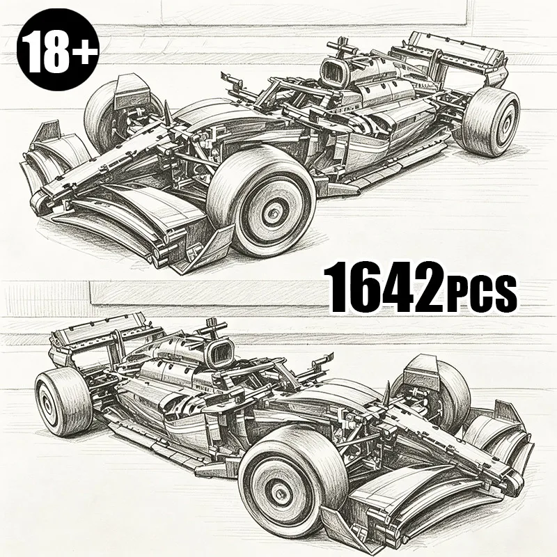 New 1:8 Scale High‑Performance Race Car, 1642 PCS, Highly Detailed Building Blocks Sports Car Model Toy, Gift for Boys
