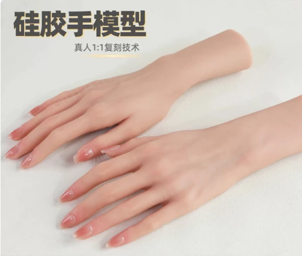 Fake Female Silicone Hand Model Realistic American Supermodel Fake Nail Manicure Hands Painting Sketch Props Display