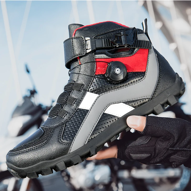 

Новые профессиональные защитные ботинки для верховой езды, мужские четырехсезонные удобные уличные противоскользящие износостойкие мотоциклетные ботинки