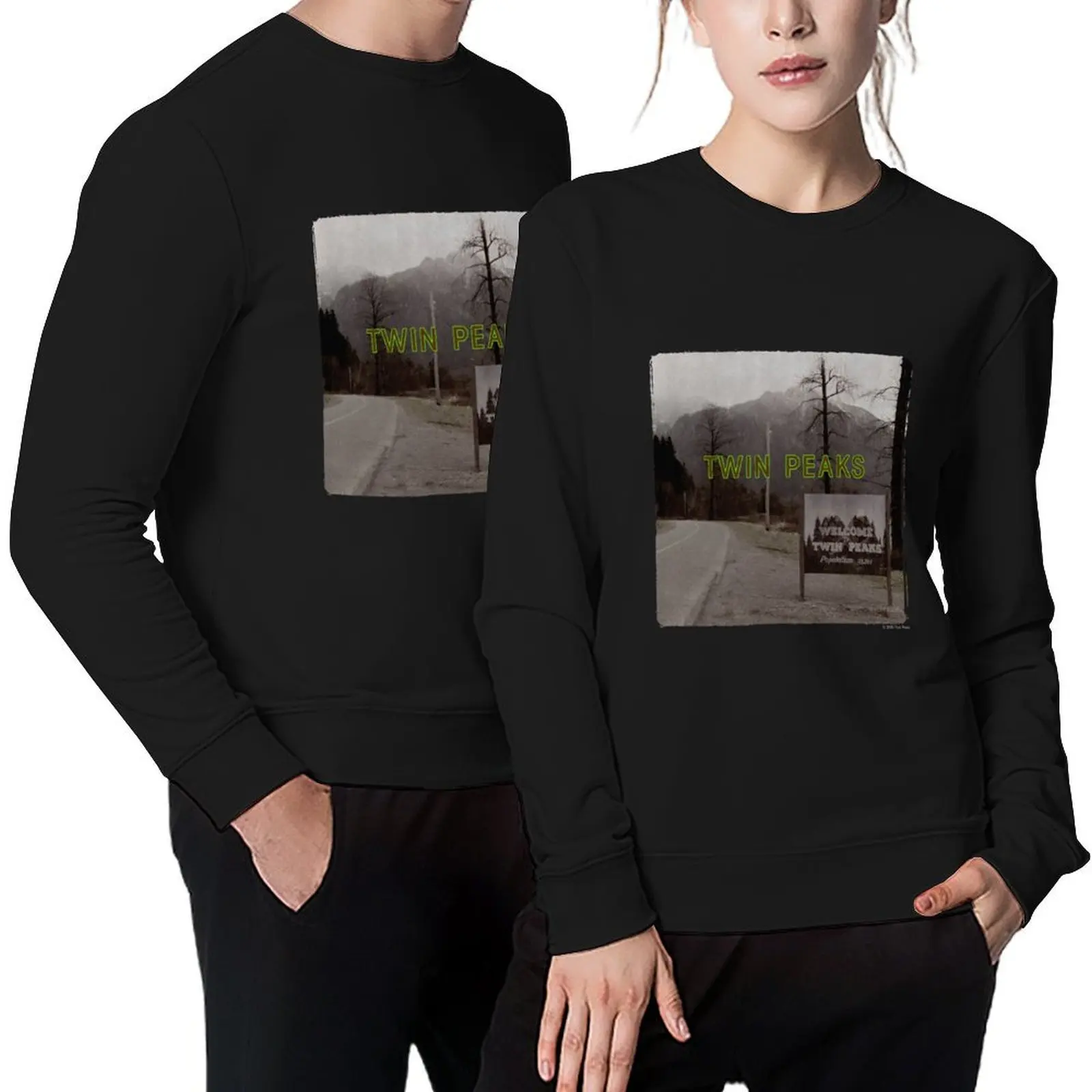 

Twin Peaks Welcome Sign With Mountain View Photoreal Pullover men wear autumn jacket men men clothes blouse new sweatshirt