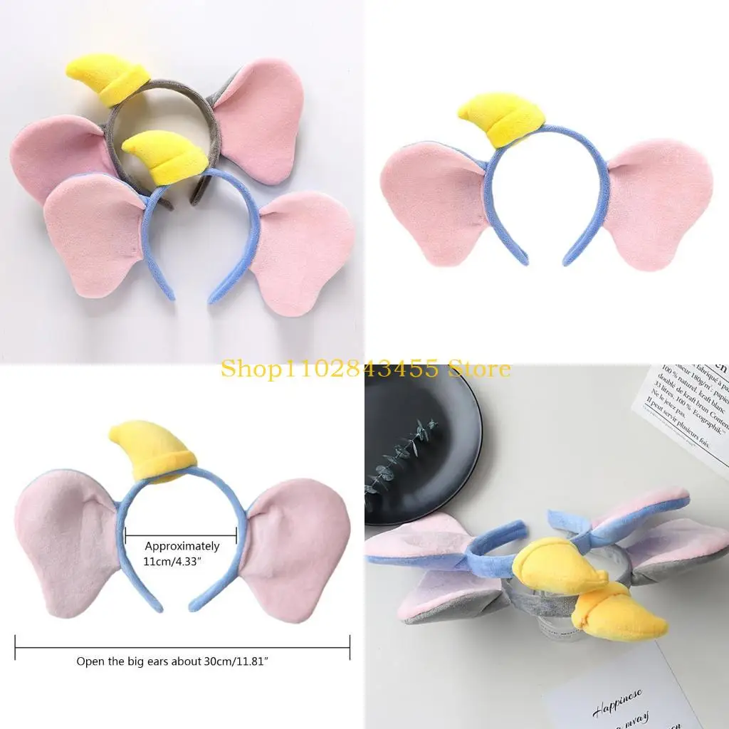 49MC Elephant Ears Headband Cartoon Animal Hair Hoop Makeup Washing Face Hairband