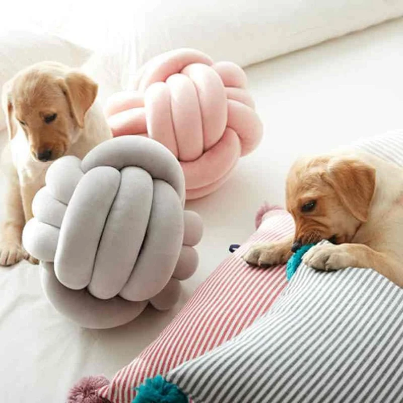 Art Decor Knot Ball Wurfkissen, handgefertigt, weicher Samt, großes Kissen, modernes und gemütliches dekoratives Weihnachtskissen für Zuhause, Sofa, Weiß – Detail 6