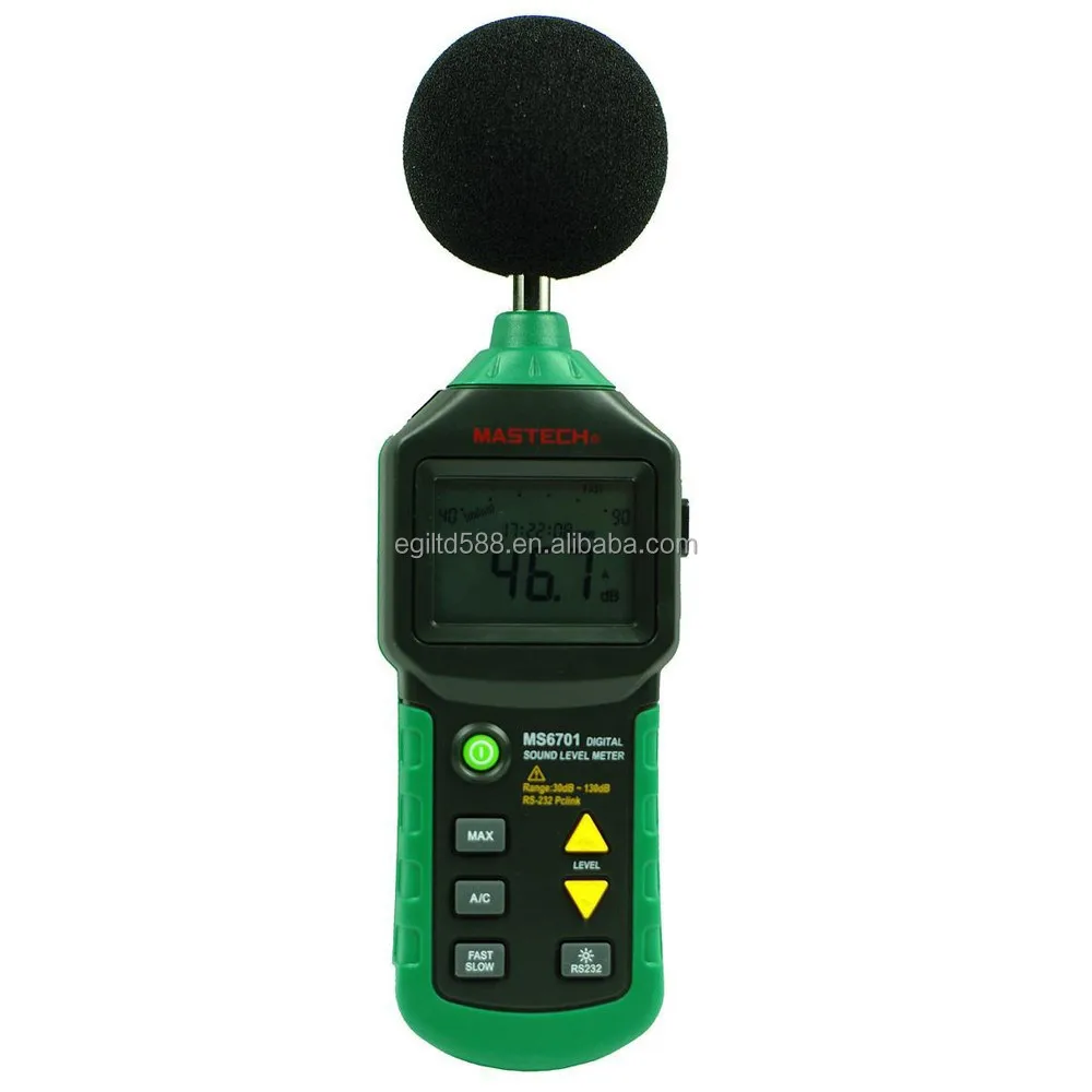 Measurement range 30dB ~ 130dB Frequency Range 30Hz ~ 8kHz MASTECH MS6701 LCD Display Digital Sound Level Meter