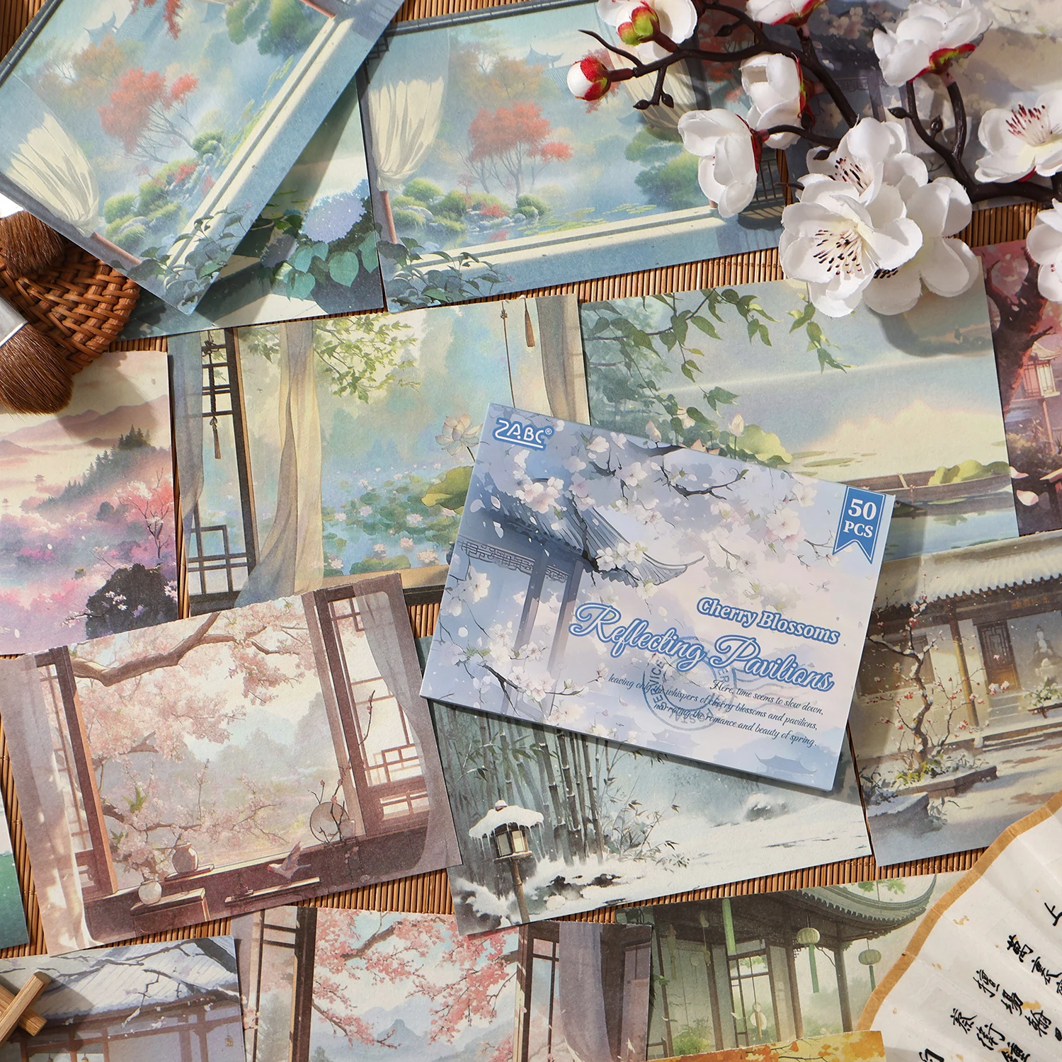 JIANQI 50 Blatt Dekor Scrapbook Vintage Materialien Papier Combo Kit DIY Junk Journal Collage Fotoalbum Retro Landschaftspapier