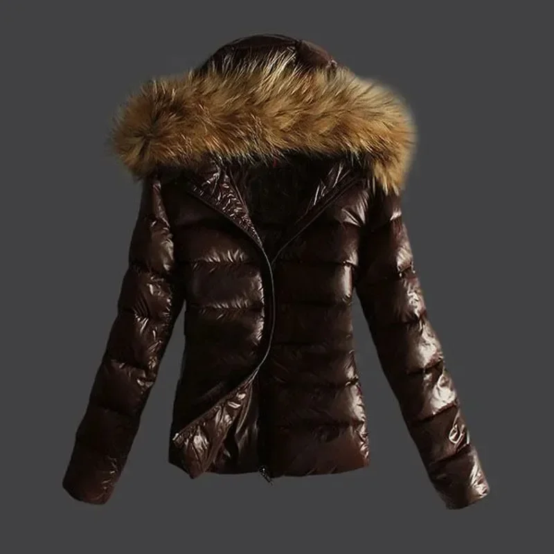 Women\'s Autumn New Fashion Casual Slim Cotton Jacket Faux Fur Collar and Hooded Hooded Warm Jacket Coat Pu Leather Zipper