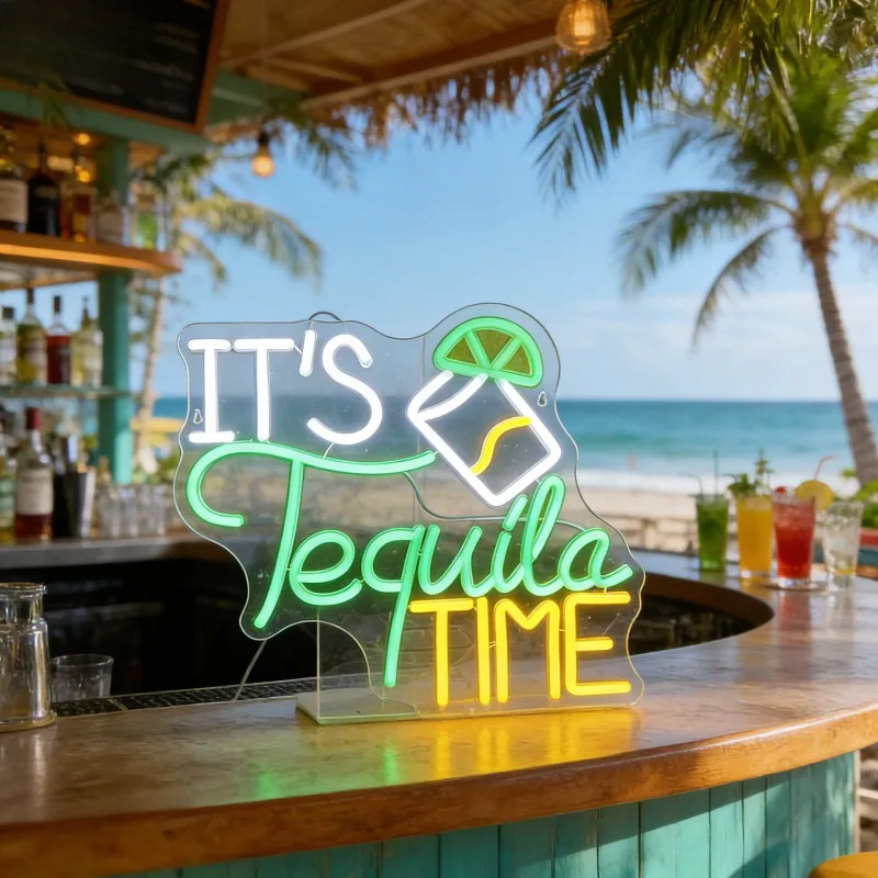 Its Tequila Time Lime Neon Sign USB Art Lamp Wall Decor Dimmable LED Neon Light for Taco Bar Cantina Home Bar Bistro Party Sign