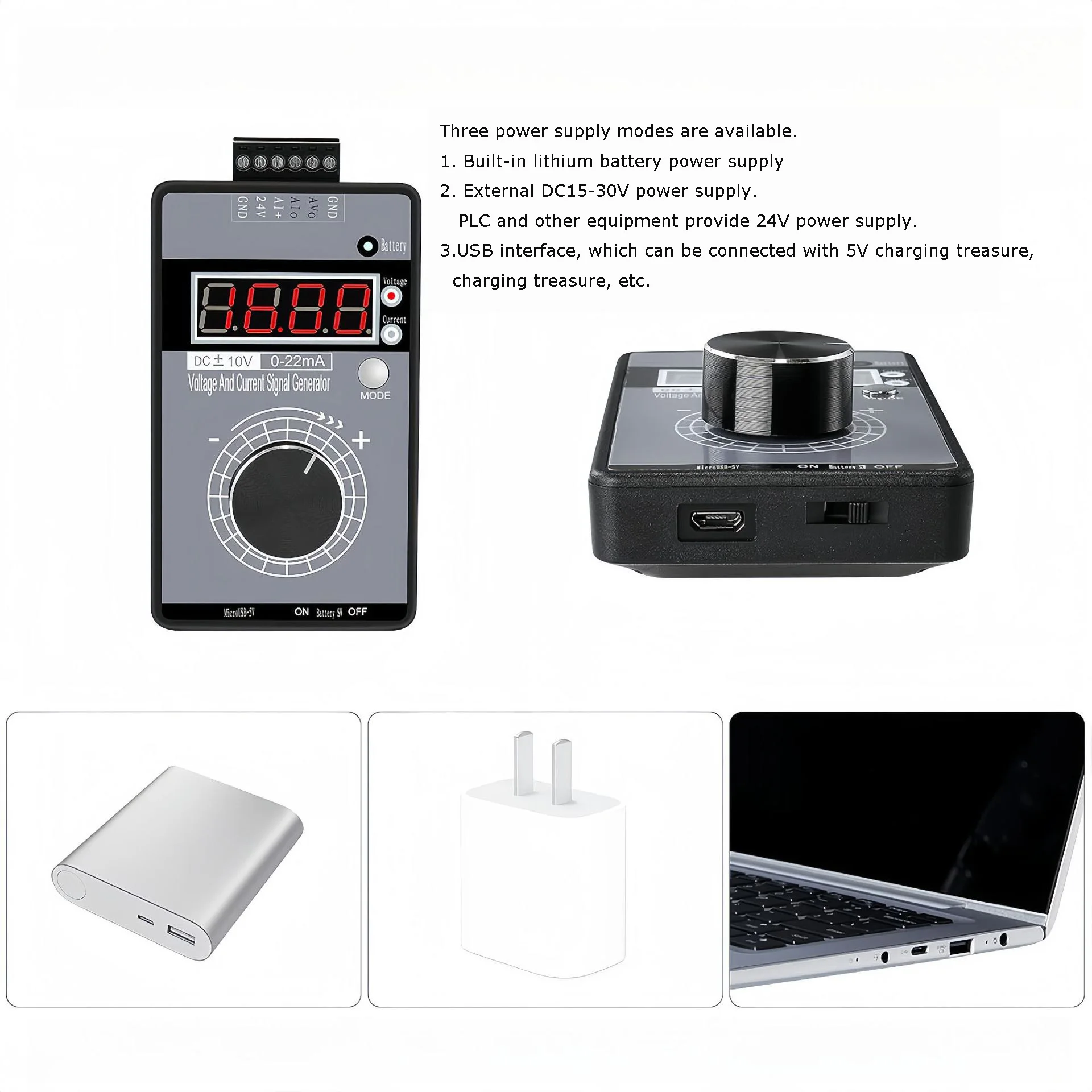 Simulador de fonte de sinal de corrente de tensão de gerador de sinal de alta precisão 0-5V 0-10V 4-20mA ajustável