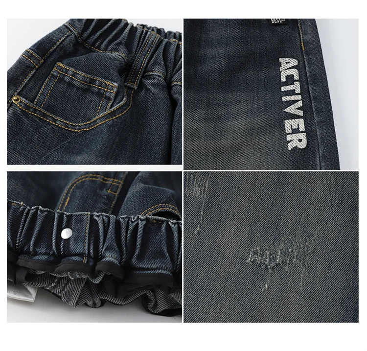 Heißer Verkauf Kinder-Jeans mit Taschen für Jungen Neue Frühlings-Jeans mit elastischem Bund Hochwertige Teenager-Jeanshosen – Detail 12