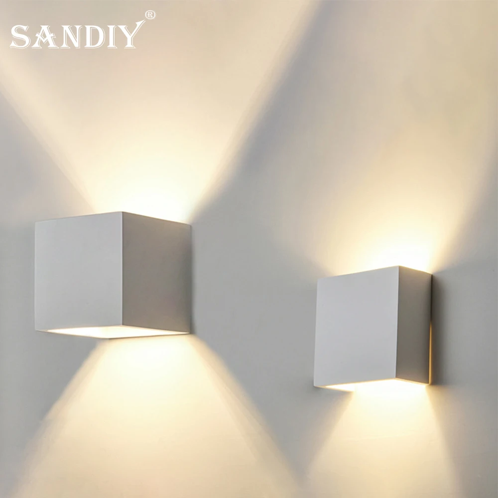 

SANDIY Minimalism Gypsum Wall Sconce Lamp Plaster Wall Mount Light Square Luminaire for Foyer Coddiror Bedside Decor Lighting