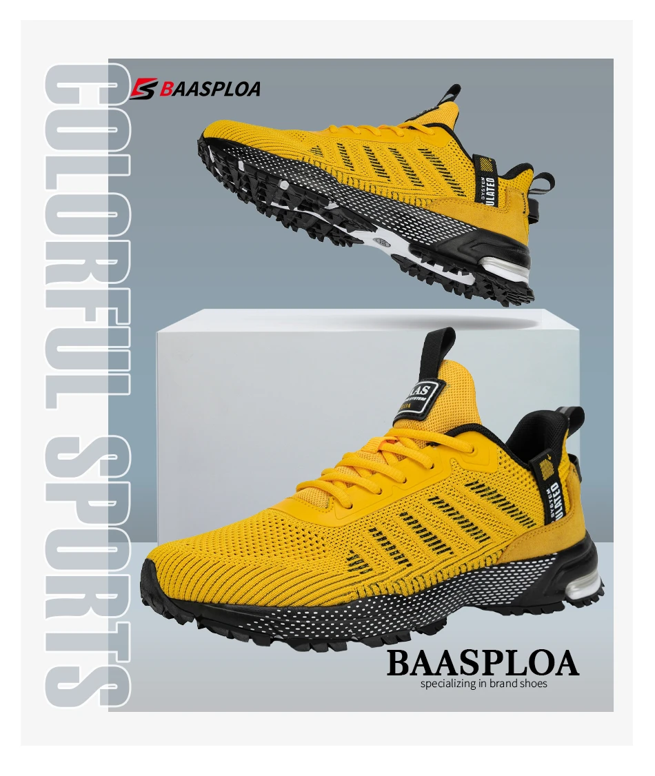 Baasploa Herren-Sporttrainer in großen Größen, leichte Air-Knit-Sneaker, bequeme Fitness-Wanderschuhe, EU 41–50 – Detail 5