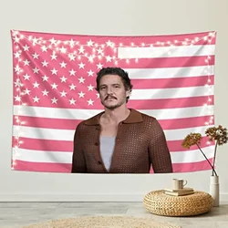 Pedro Pascal Tapestry Pink Art Wall Decor for Bedroom Livingroom College Dorm Wall Hanging Decoration Birthday Gift