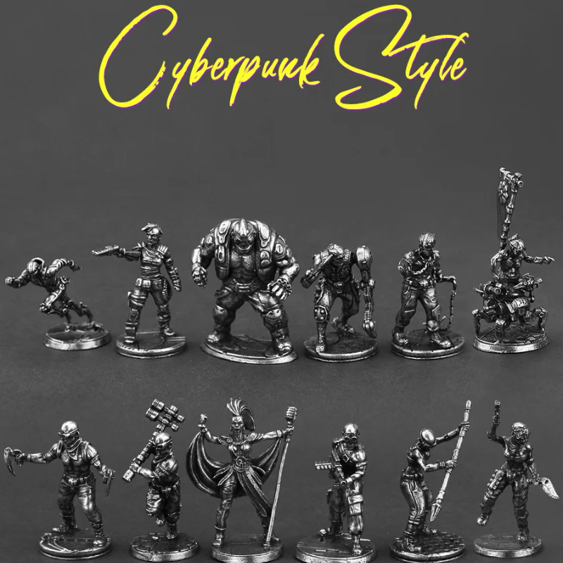 Metal Cyberpunk Style Desktop Miniature Accessories Action Figures Model Toys Game Chess Pieces Decoration Static Ornament Gift