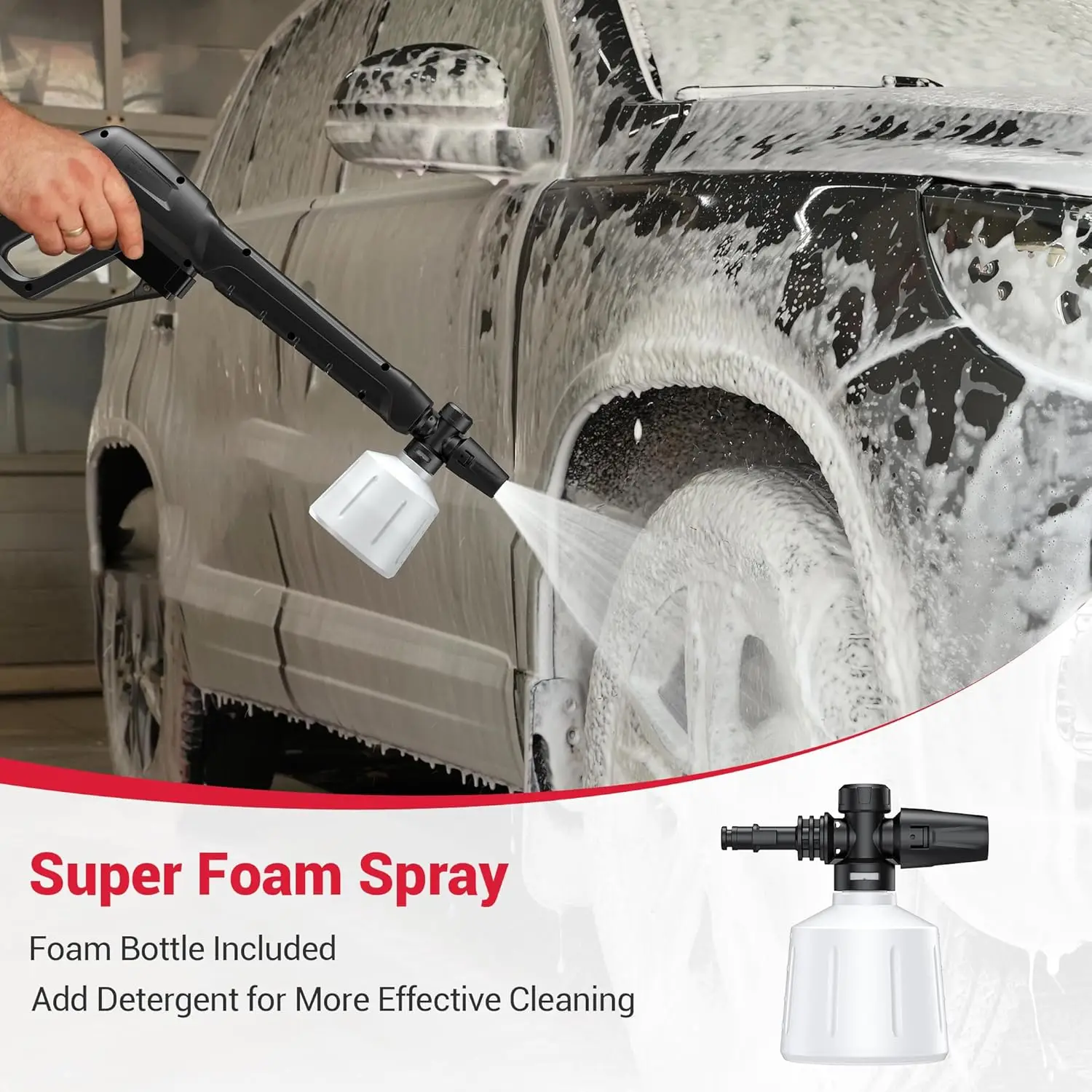 غسالة الضغط الكهربائية ديلي 3800 رطل لكل بوصة مربعة، غسالة عالية الطاقة 2.5 جيجا في الدقيقة مع مدفع رغوة و4 فوهات، محمولة للسيارات والممرات