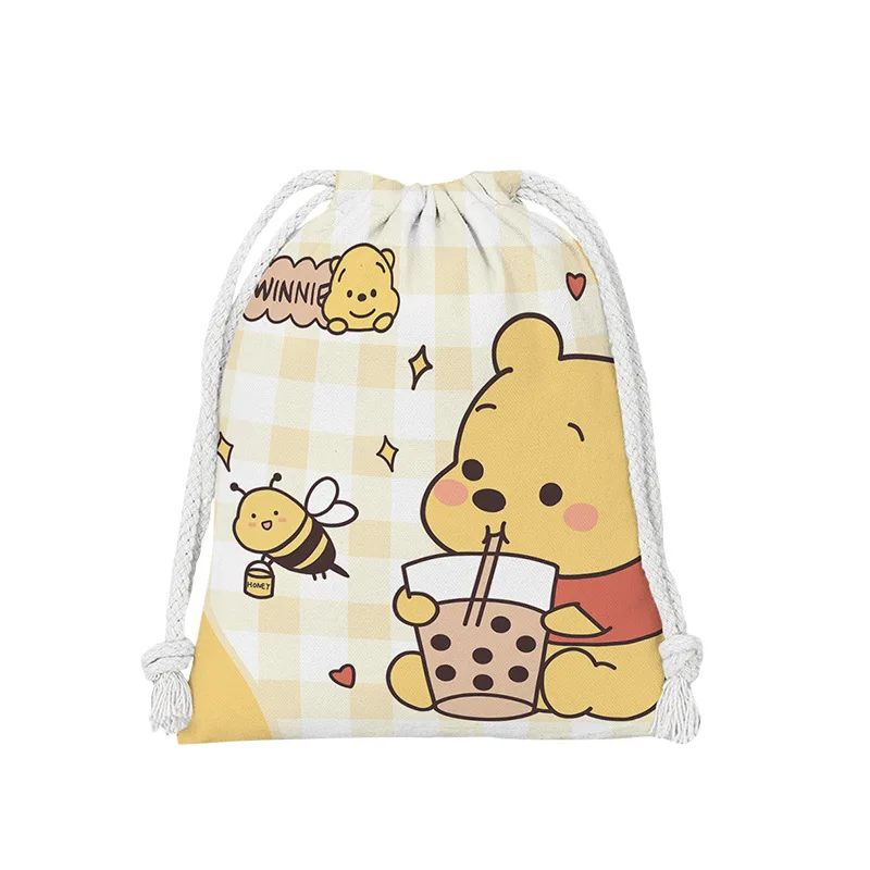 Disney Winnie The Pooh Bundle Pocket Draw String Cartoon Cloth Bag Student Clutter Storage Bag Makeup Bag Portable Toiletry Bags