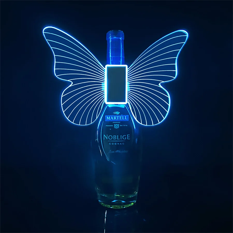 RGB Color LED Strobe Baton Glowing Butterfly Wings Lamps Champagne LED Sparkler light Flash Stick Service Bottle Topper Light RG