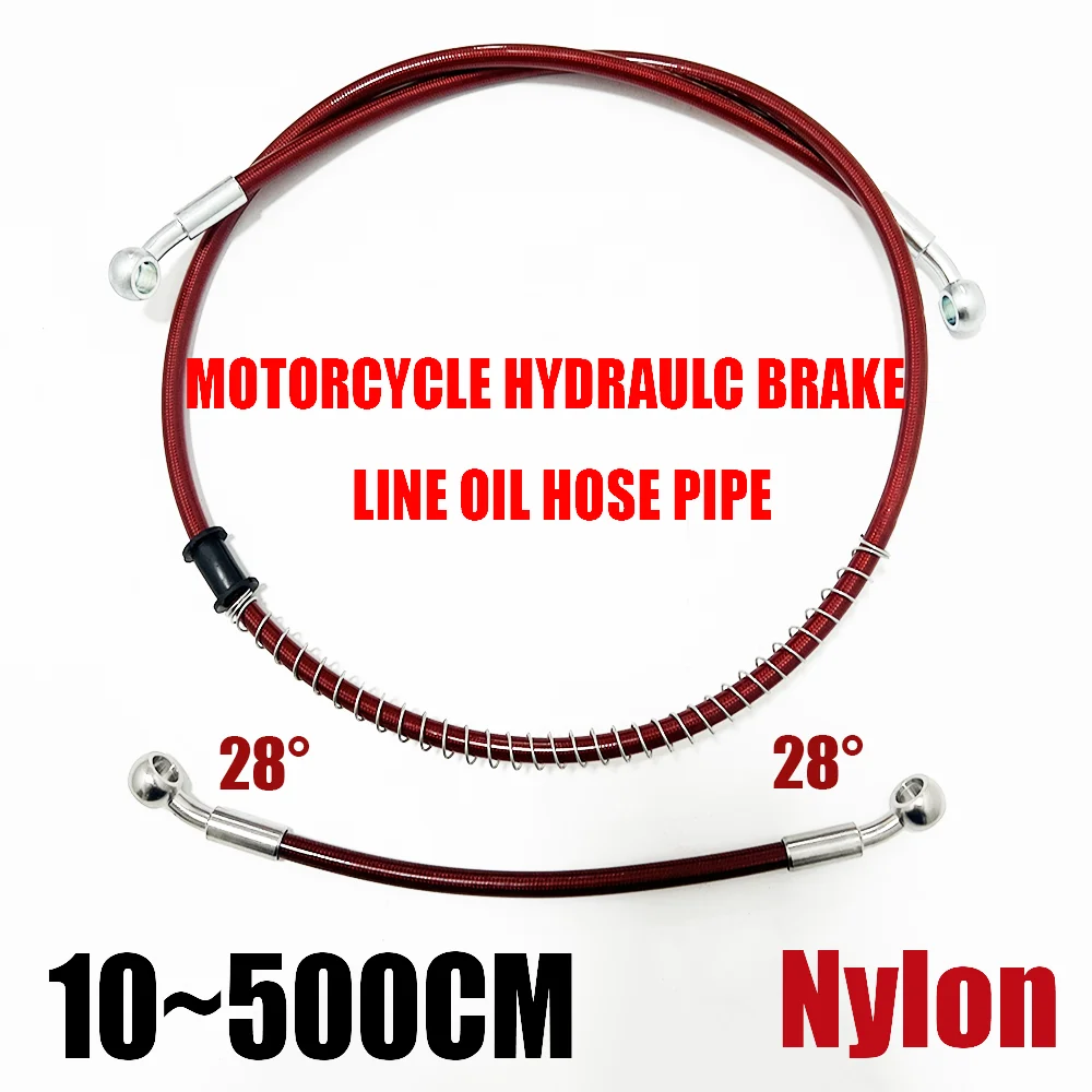 10~500cm Red M10 Nylon Motorcycle DirtBicycle Specific Multi angle HighTemperature Resistant Brake Oilpipe braided Hose FuelPipe