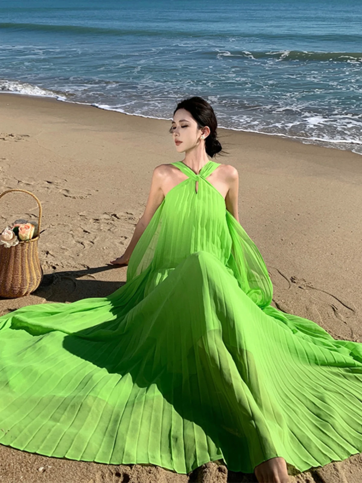 n Sle lange rok Boho strand Dr met Saes Ne hangende zomer Vaion casual losse taille polyestervezel