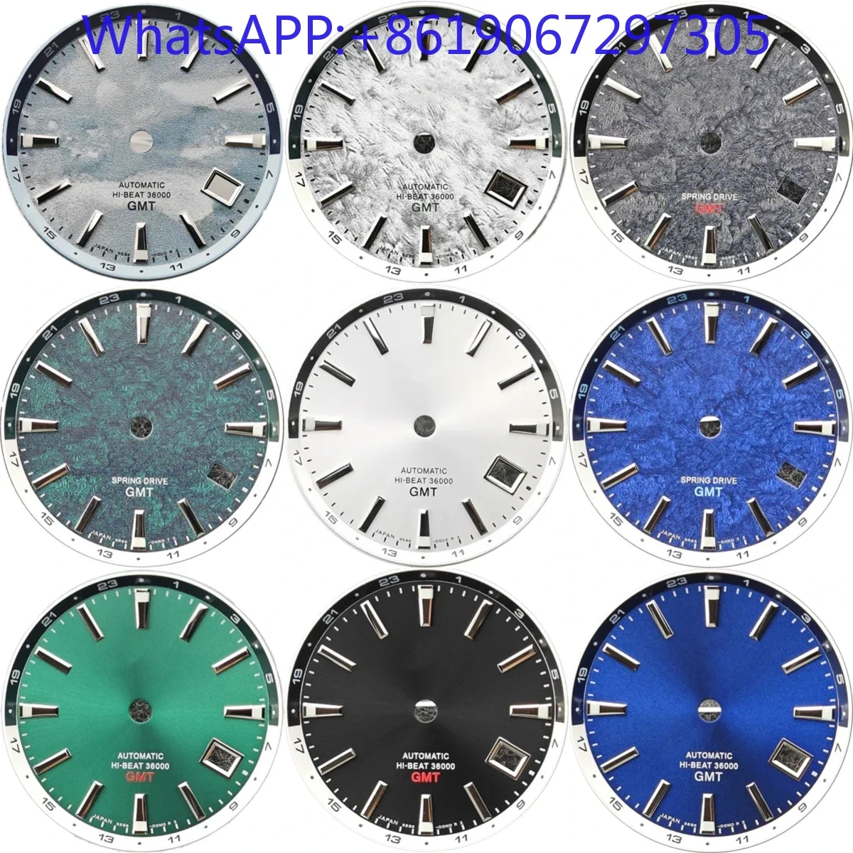 2025 GMT Spring Drive Hi-Beat 36000 Sunburst quadrante dell'orologio adatto per movimento automatico NH34 Blue Lume BWG9 Mod parti custodia nh35