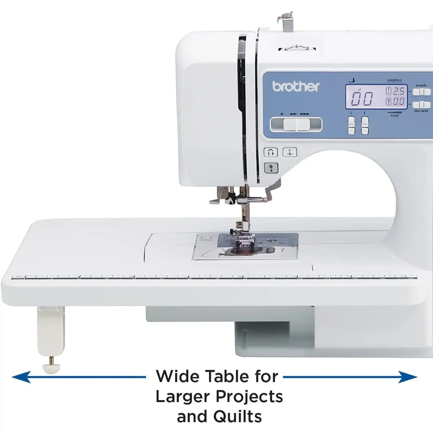 for Sewing and Quilting Machine, Computerized, 165 Built-in Stitches, LCD Display, Wide Table, 8 Included Presser Feet, White