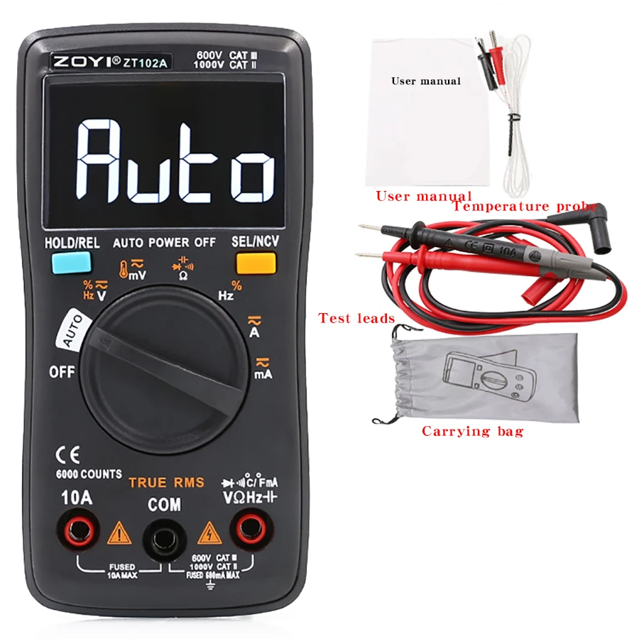 ZOYI ZT-102A inteligentny multimetr dla elektryków gospodarstwa domowego wysoka precyzja cyfrowy Mini Anti Burn w pełni automatyczny uniwersalny miernik — zdjęcie 7