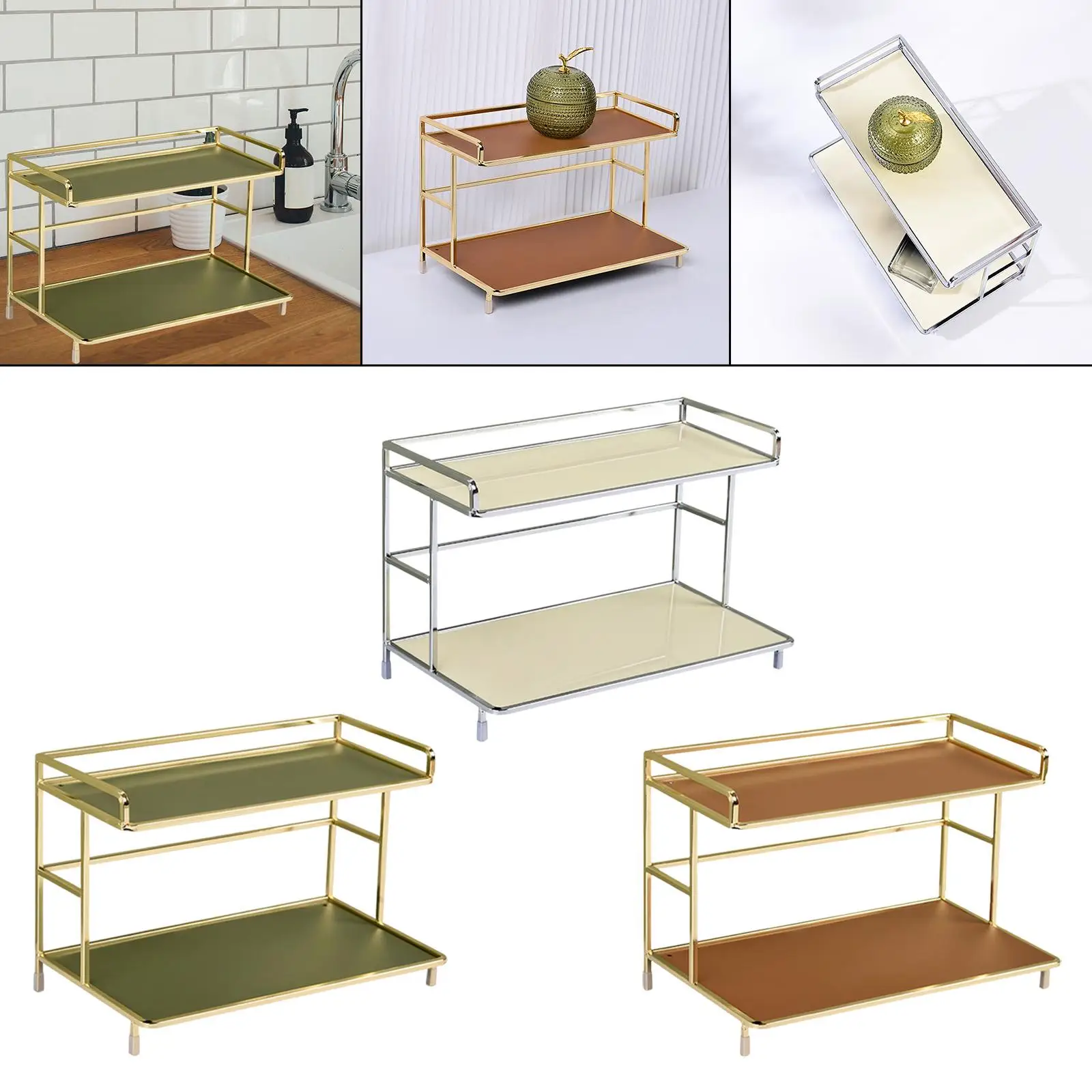 2 Tier Under Sink Organizer Bathroom Tray Spices Rack Organizer Desktop organizer Bathroom Shelf for Bathroom Office