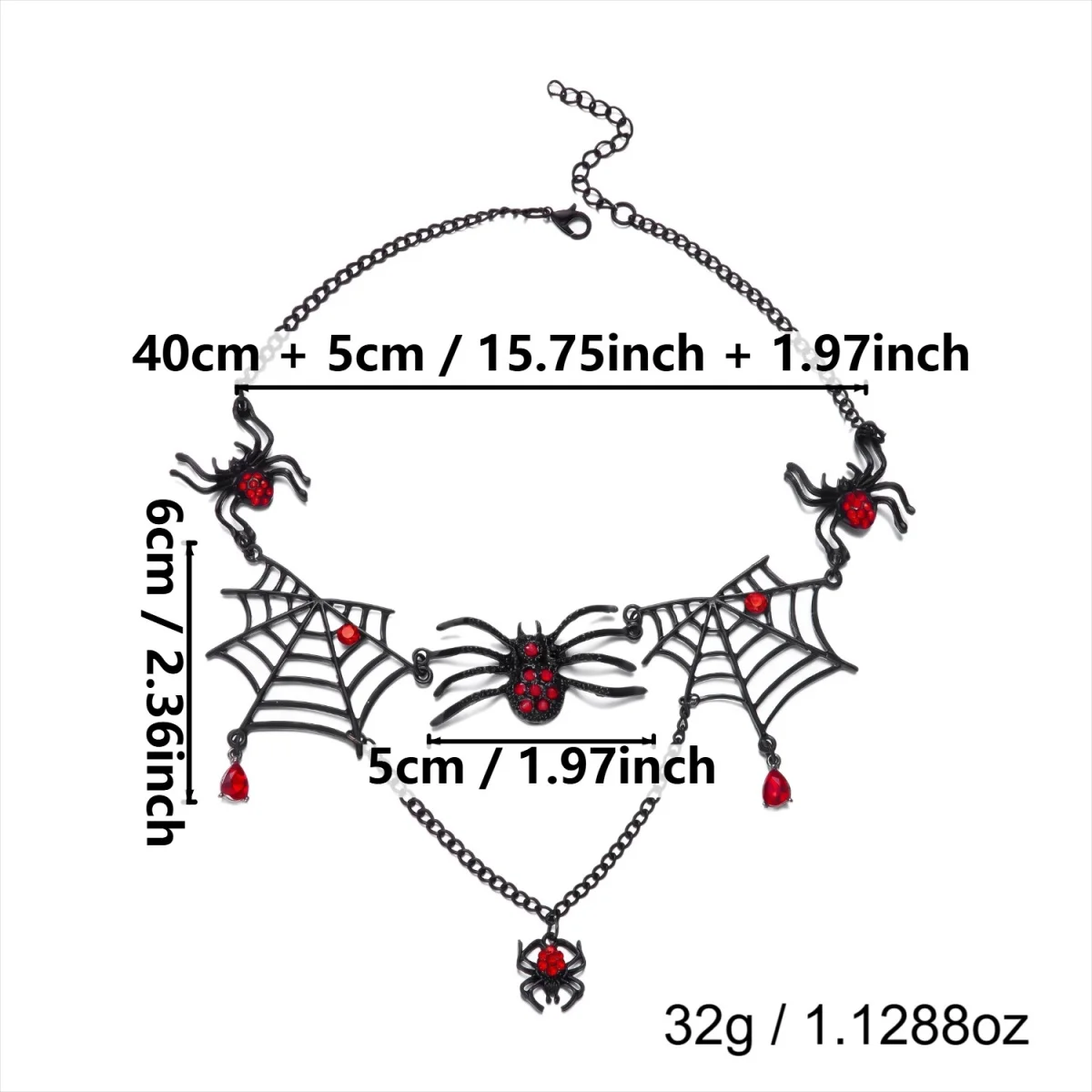Dunkelschwarze Halloween-Spinnennetz-Ketten-Quasten-Ohrringe für Damen, Cosplay-Party, Insekten-Spinnennetz-Ohrringe, Gothic-Schmuck – Detail 32