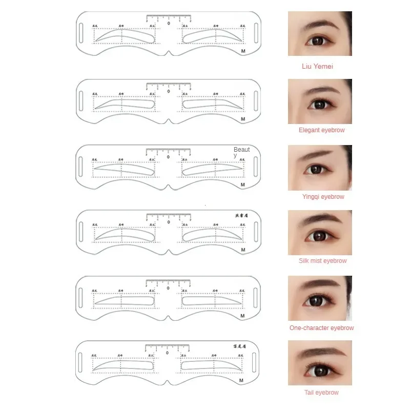 Reusable Eyebrow Shaper DIY 6PCS Set Soft Ruler Brow Definer Eyebrow Stamp Card Soft Ruler Stencil Shaping Makeup Tool