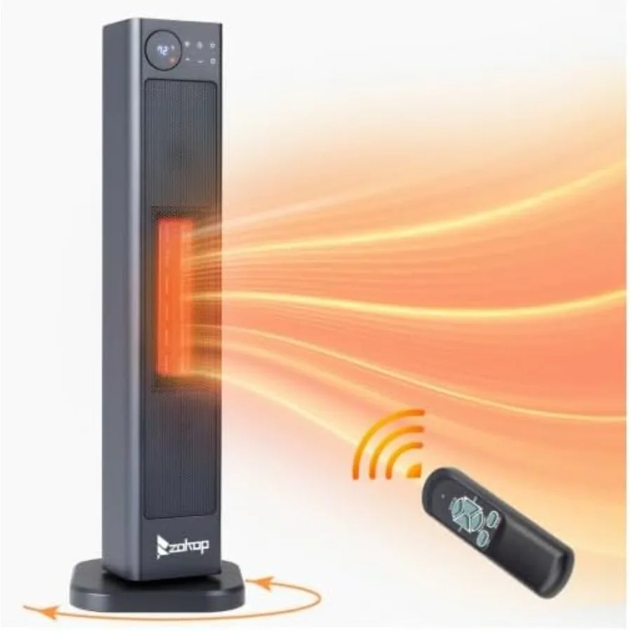 

Башенный обогреватель мощностью 1500 Вт с дистанционным управлением, электрический обогреватель 30 дюймов H черного цвета для внутреннего использования, спальни, гостиной с темпером 50-90