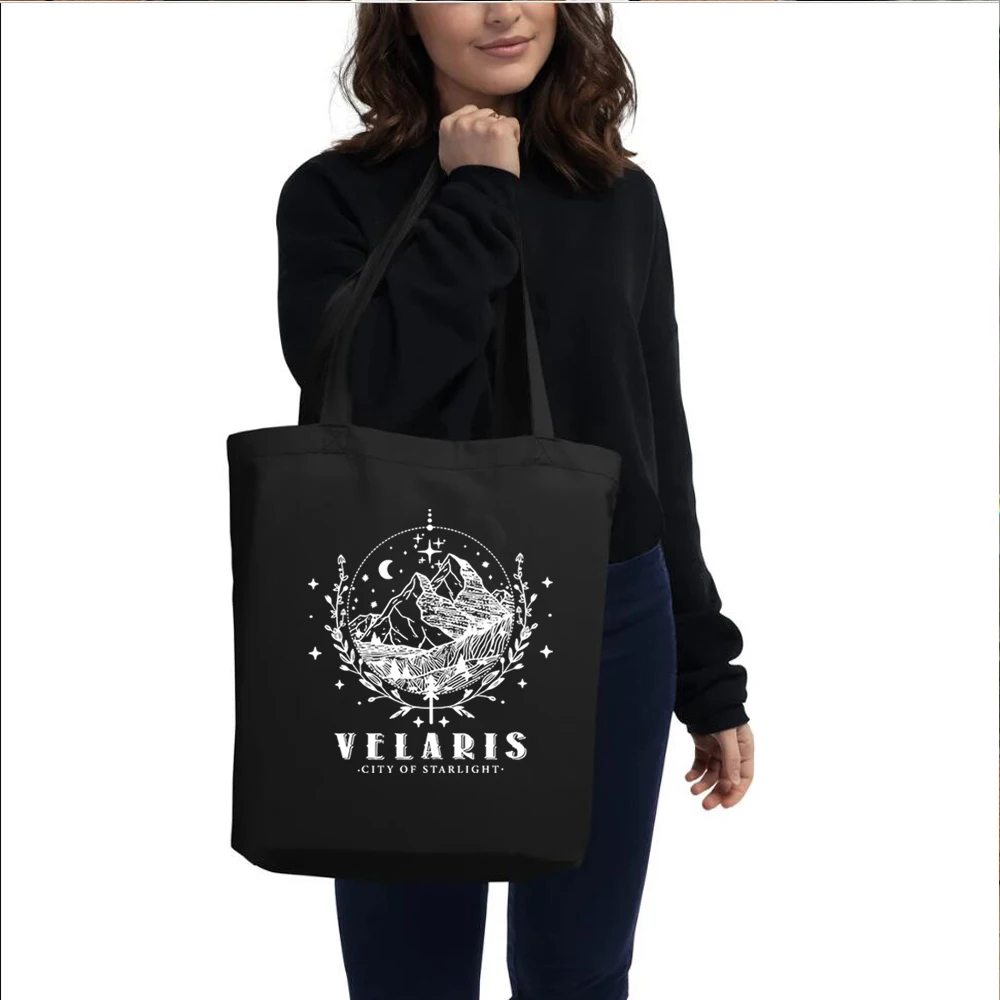 Velaris miasto Starlight torba z Tote, ACOTAR Tote, nocny sąd Sarah J msza, Velaris Tote Bag, dom wiatru, półksiężyc miasta