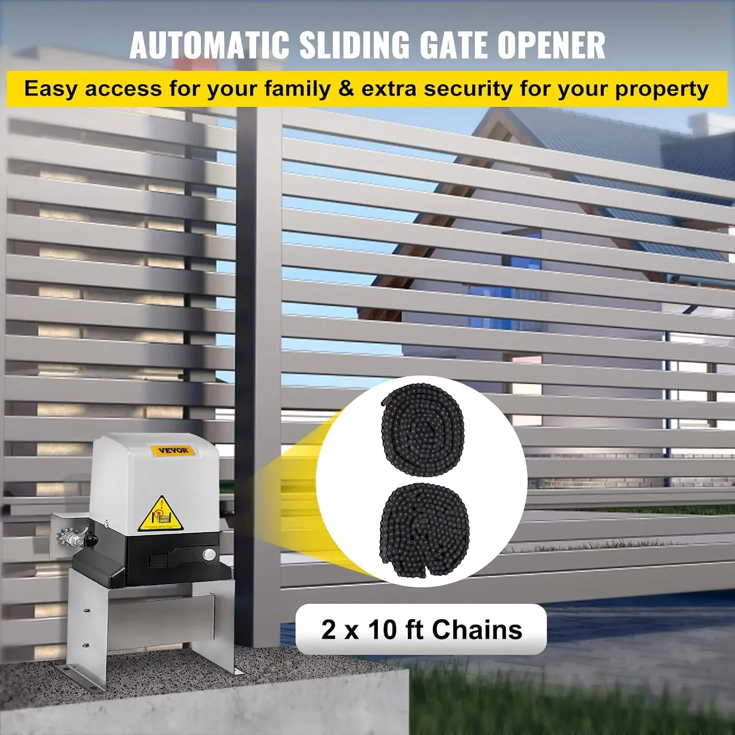 Vevor Automatic Sliding Gate Opener 1400LBS with 2 Remote Controls, Gate Operator Hardware Kit for Security, Move Speed 43ft Per
