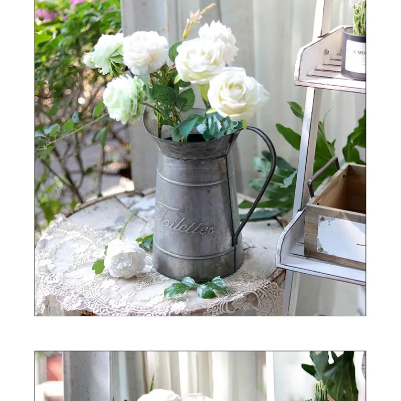 Retro wrought iron flower pot succulent flower ball bucket flower pot  groceries photo still life photography